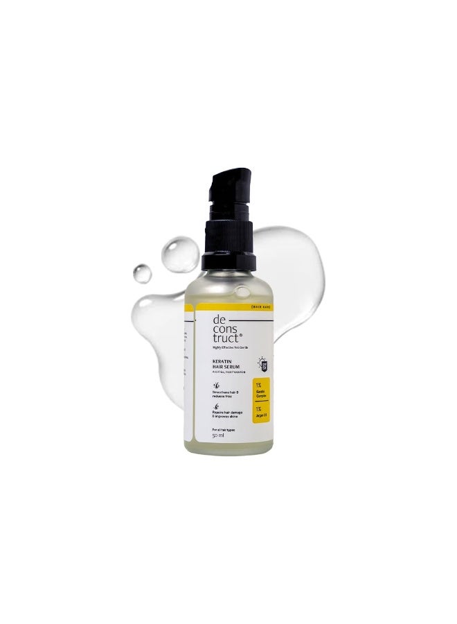 ديكونستركت سيروم علاج الشعر بالكيراتين من دي كونستركت للشعر المجعد والتالف والضعيف | مع حماية من الشمس بعامل حماية 50 | غني بالكيراتين وزيت الأرغان | لجميع أنواع الشعر | للنساء والرجال | 50 مل - Image 1